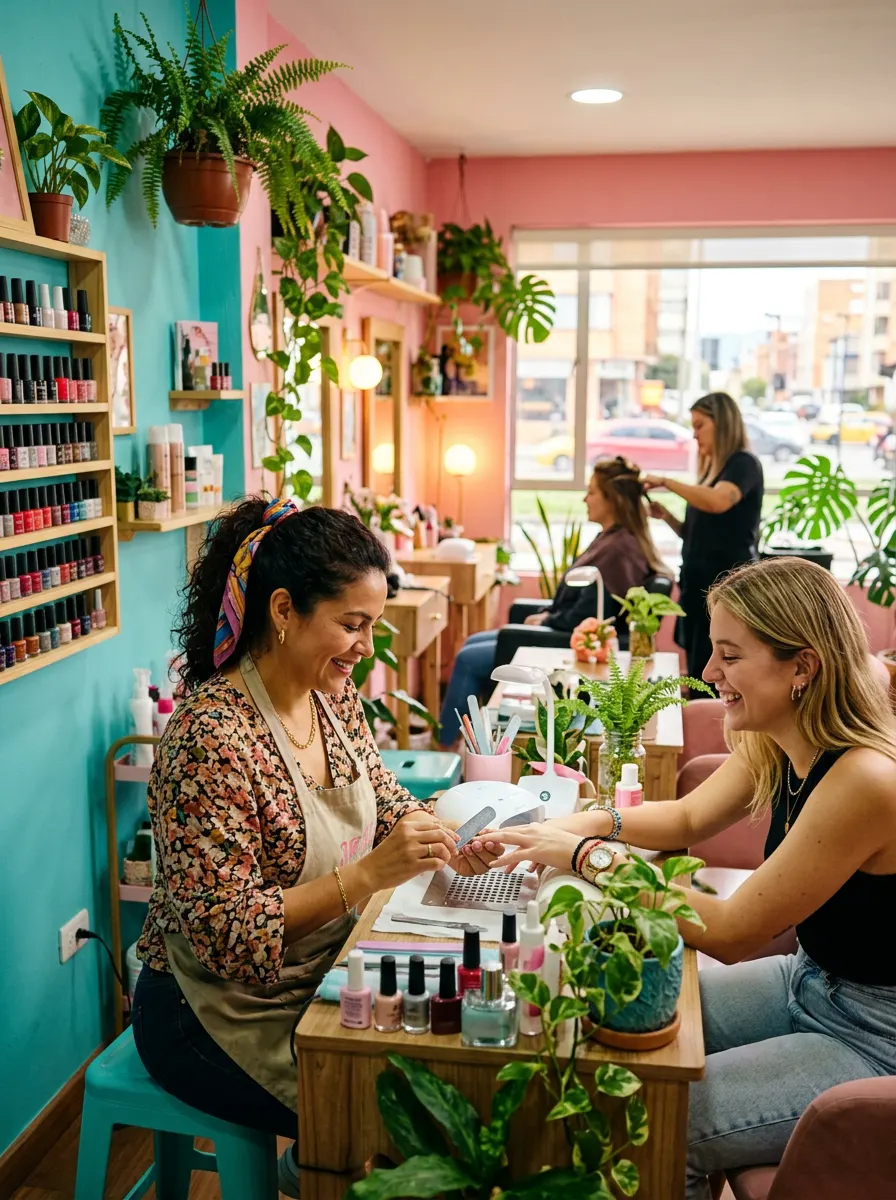 Estética con interior turquesa y rosado